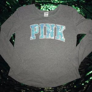 PINK LG long sleeve sequin shirt